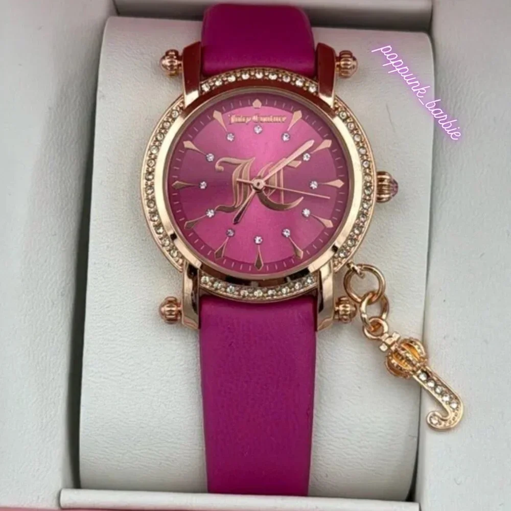 Juicy Couture Pink Watch Crown‎ Charm JC Bling Y2K NIB Rose Gold